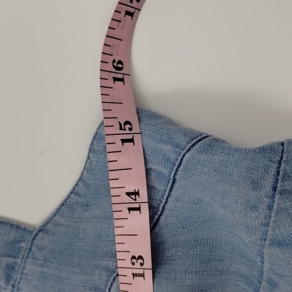 The impeccable pig tank top blouse denim blue chambray medium summer smocked - Picture 9 of 10